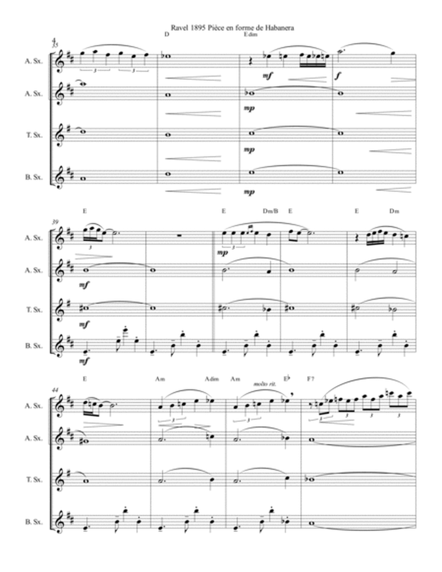 Ravel Vocalise Etude En Form Habanera Sax Quartet