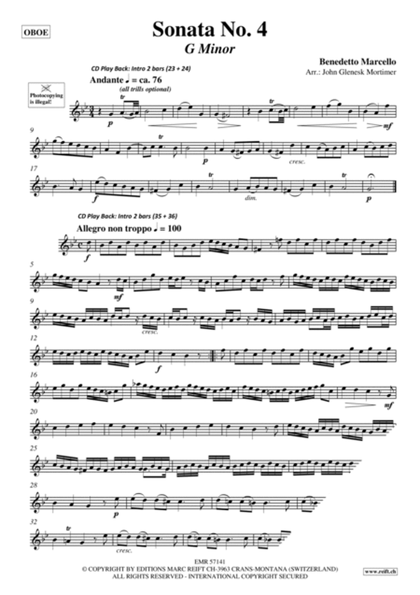 Sonata No. 4 by Benedetto Marcello Organ - Sheet Music