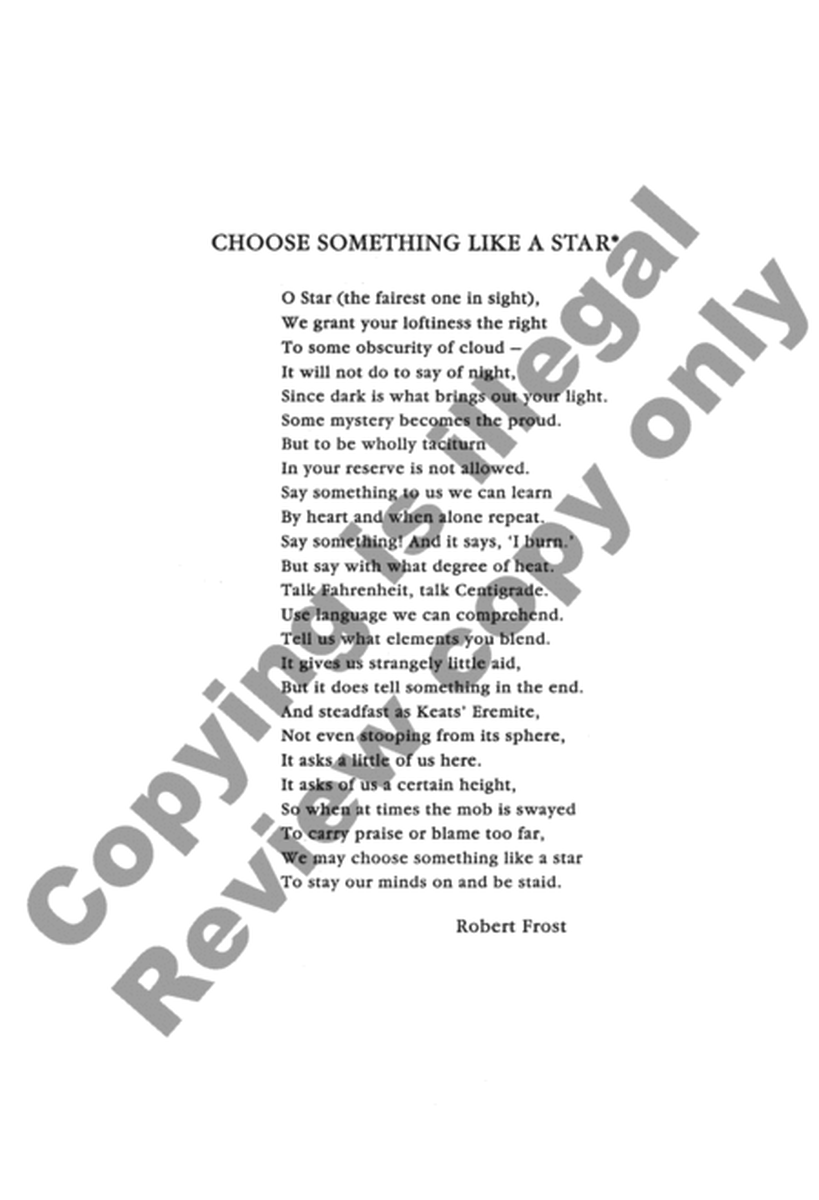 Choose Something Like A Star - SATB - From "Frostiana" image number null