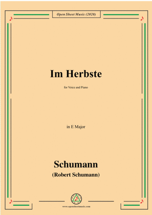 Book cover for Schumann-Im Herbste,in E Major,for Voice and Piano