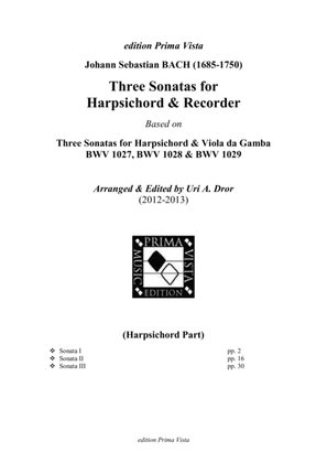 J. S. Bach, 3 Sonatas for Recorder & Harpsichord after BWV 1027-1029, Harpsichord Part