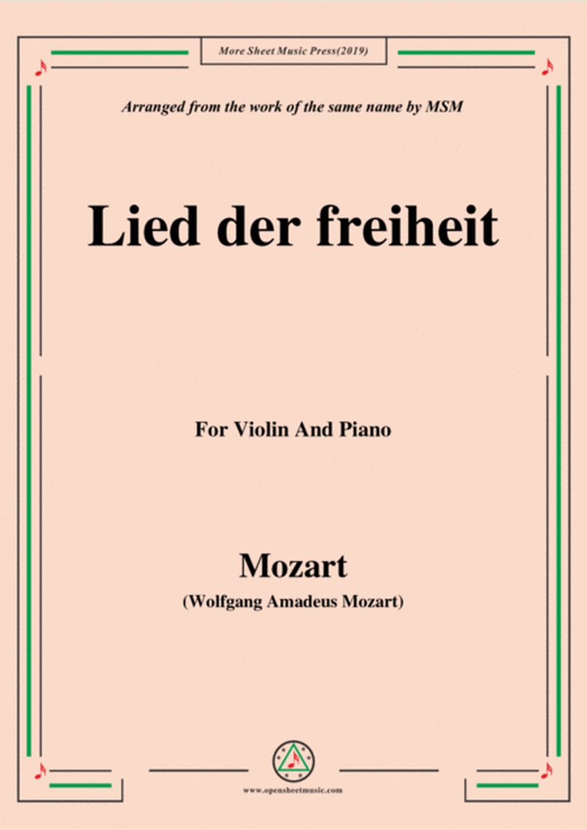 Mozart-Lied der freiheit,for Violin and Piano image number null