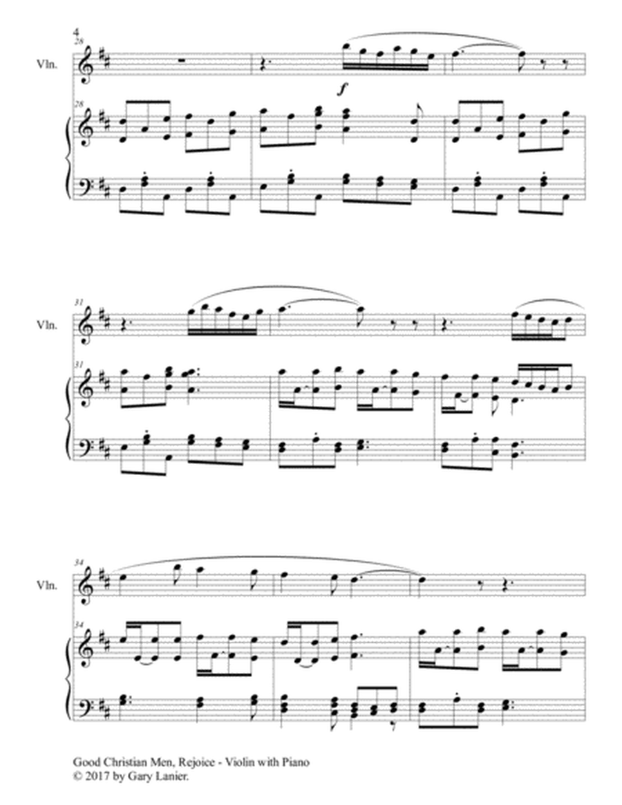 GOOD CHRISTIAN MEN, REJOICE (Violin with Piano & Score/Part) image number null