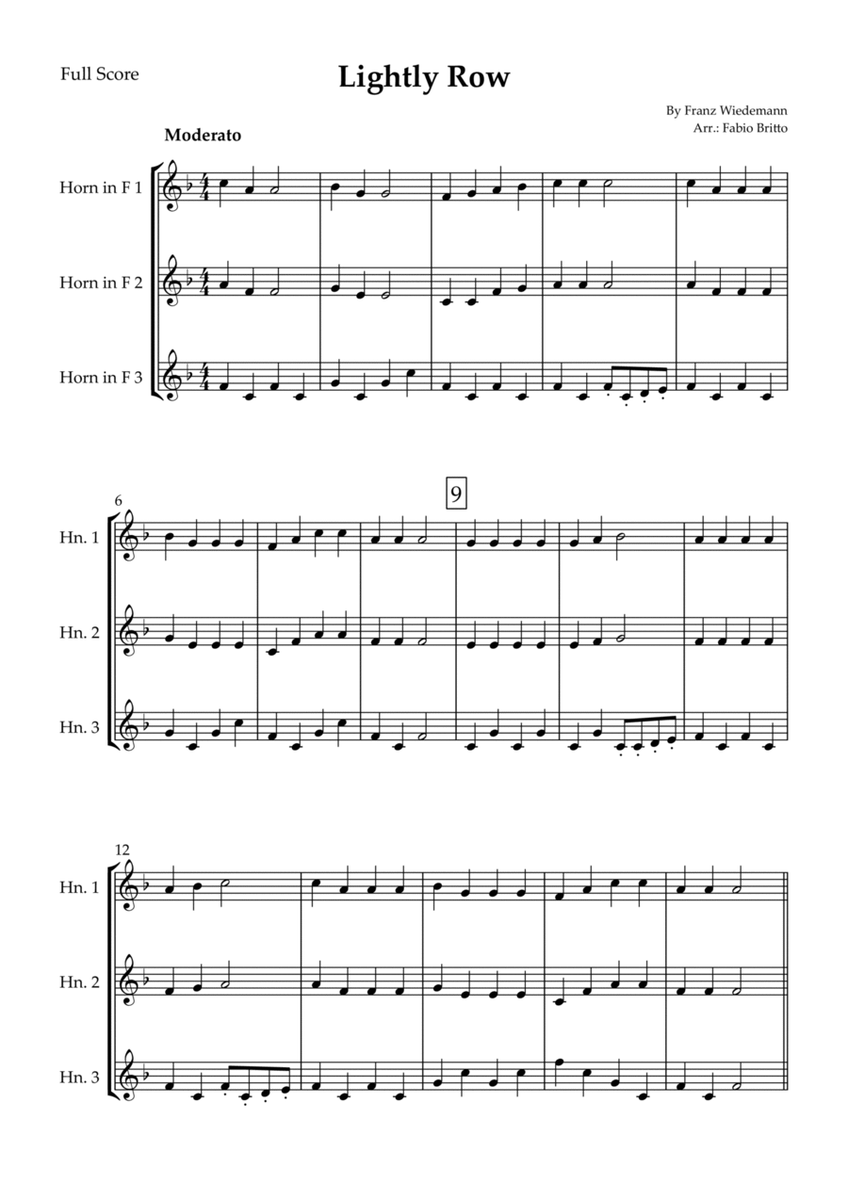 Lightly Row for Horn in F Trio image number null