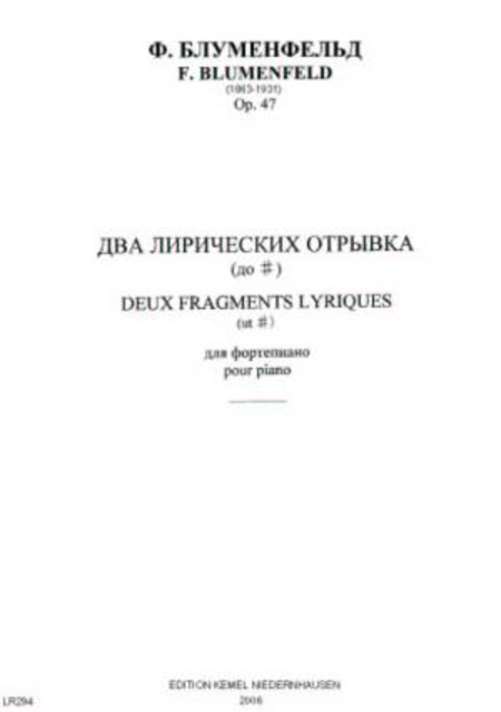 Deux fragments lyriques ut# : pour piano, op. 47