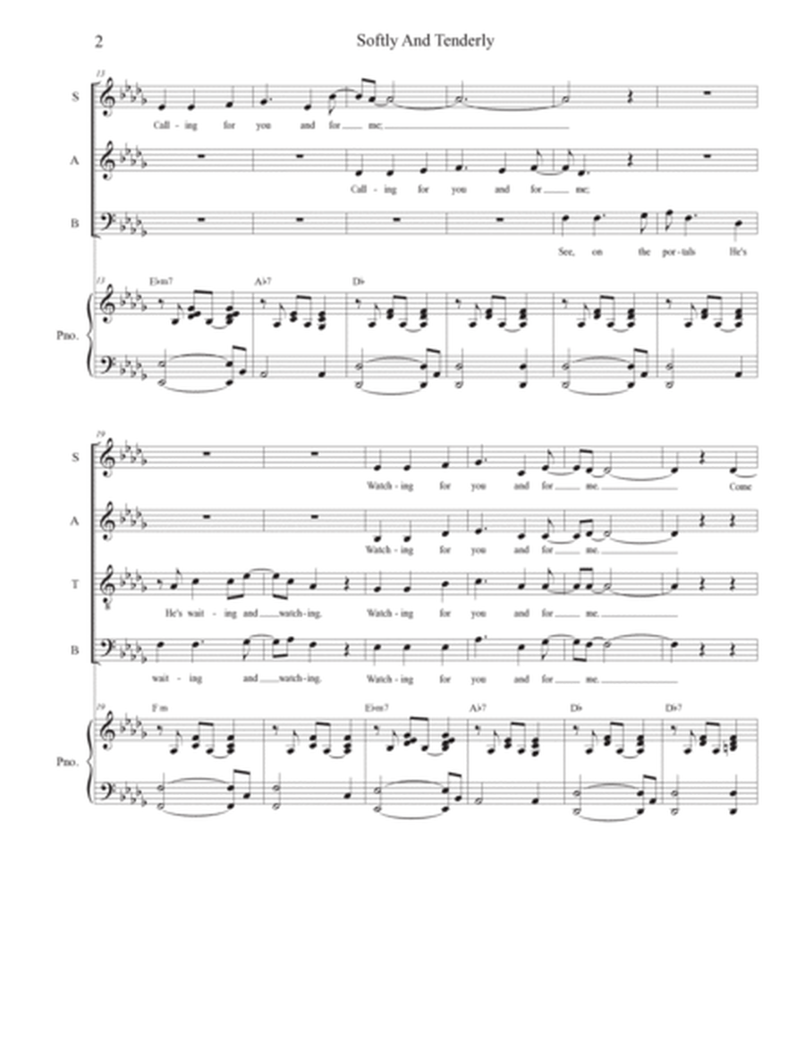 Softly And Tenderly (SATB) image number null