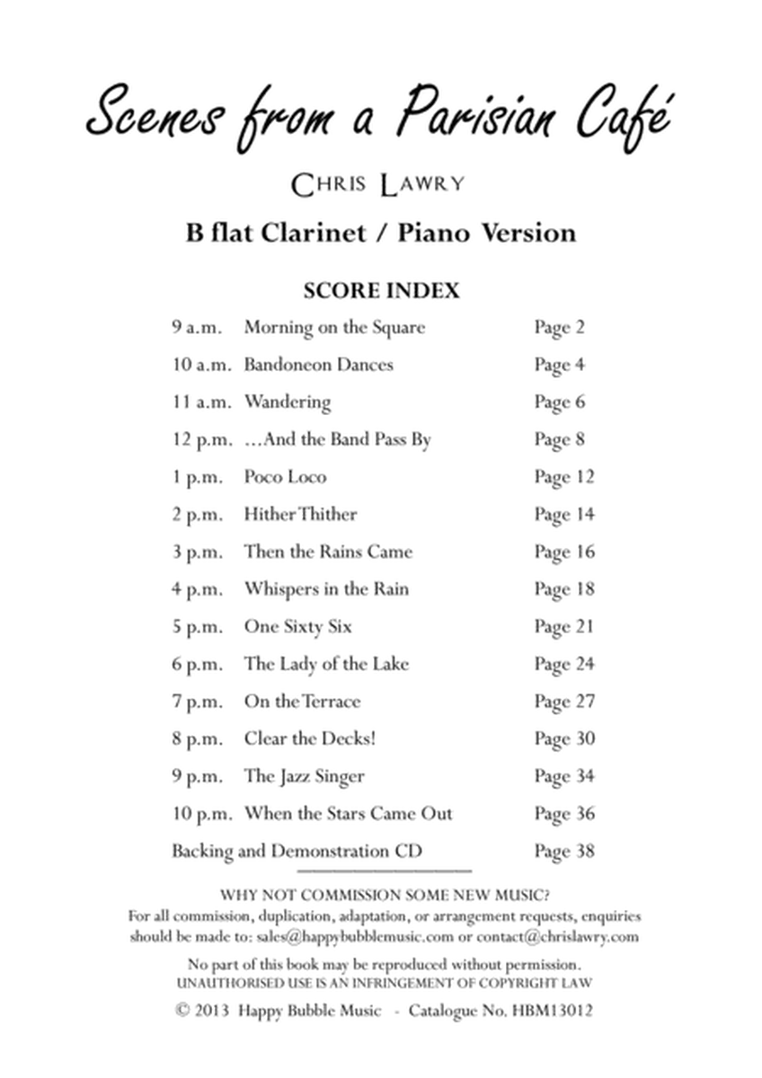 Scenes from a Parisian Cafe - Bb Clarinet & Piano - Complete Score of 14 Short Concert Pieces image number null