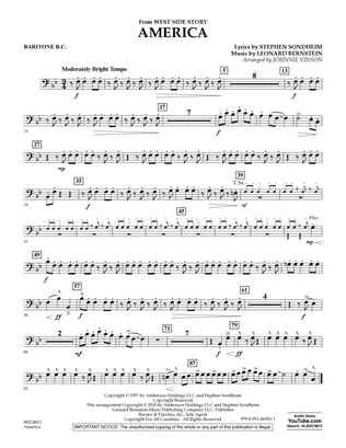 America (from West Side Story) (arr. Vinson) - Baritone B.C.