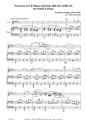 Book cover for Nocturne in C# Minor Op.Poth (KK IVa-16/BI-49) for Violin & Piano
