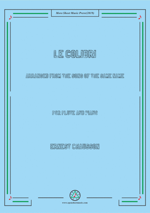 Book cover for Chausson-Le colibri, for Flute and Piano