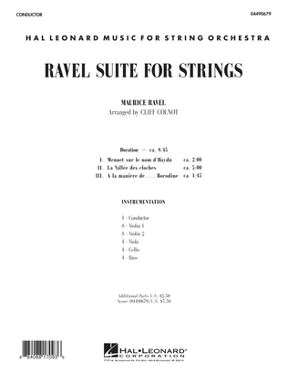 Book cover for Ravel Suite for Strings - Full Score
