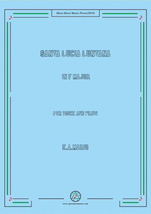 Book cover for Mario-Santa Lucia Luntana in F Major