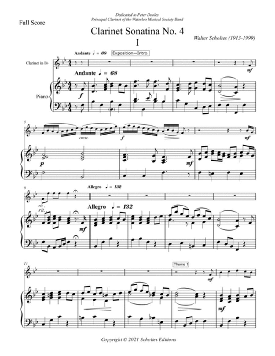 Clarinet Sonatina No. 4 in Bb Major with Piano Accompaniment
