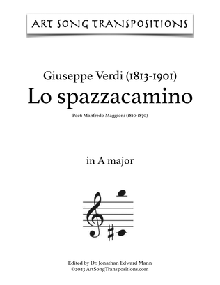 Book cover for VERDI: Lo spazzacamino (transposed to A major)