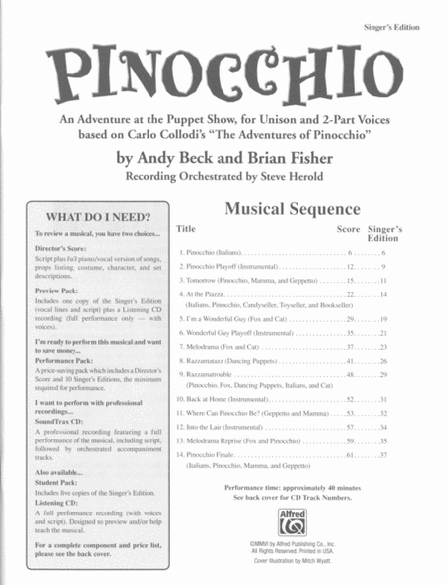 Pinocchio - Soundtrax CD (CD only) image number null