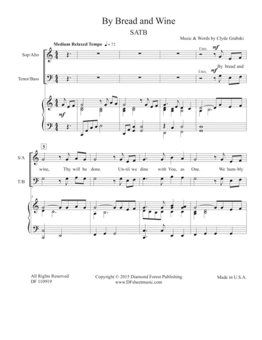 By Bread and Wine - SATB Choir - Inspiring Communion or Maunday Thursday Song - Easy to Sing image number null