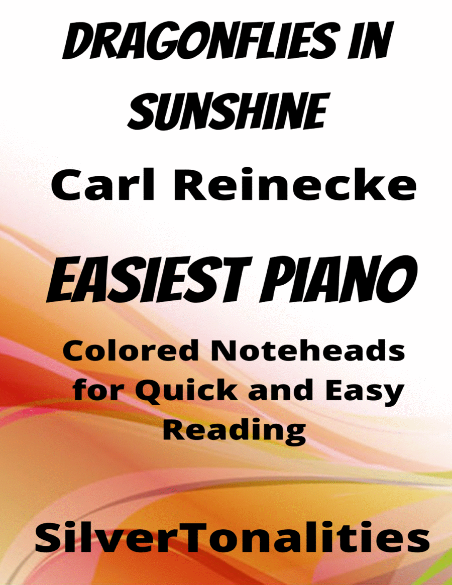 Dragonflies in Sunshine Easiest Piano Sheet Music with Colored Notation