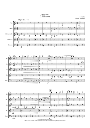 Book cover for Fauré: Dolly Suite Op.56 Mvt.2 "Mi-a-ou" - wind quintet