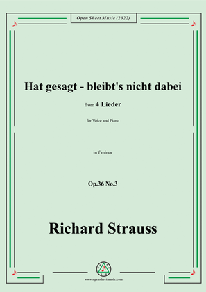 Book cover for Richard Strauss-Hat gesagt-bleibt's nicht dabei,in f minor