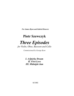 Book cover for Three Episodes for Violin, Oboe, Bassoon and Cello