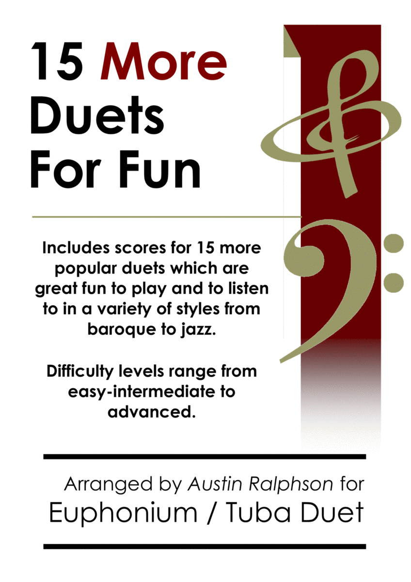 15 More Euphonium and Tuba Duets for Fun (popular classics volume 2) - various levels image number null