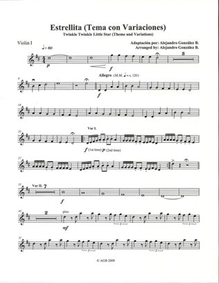 Book cover for Twinkle Twinkle Little Star (Theme and Variations) For String Orchestra - Set of Individual Parts