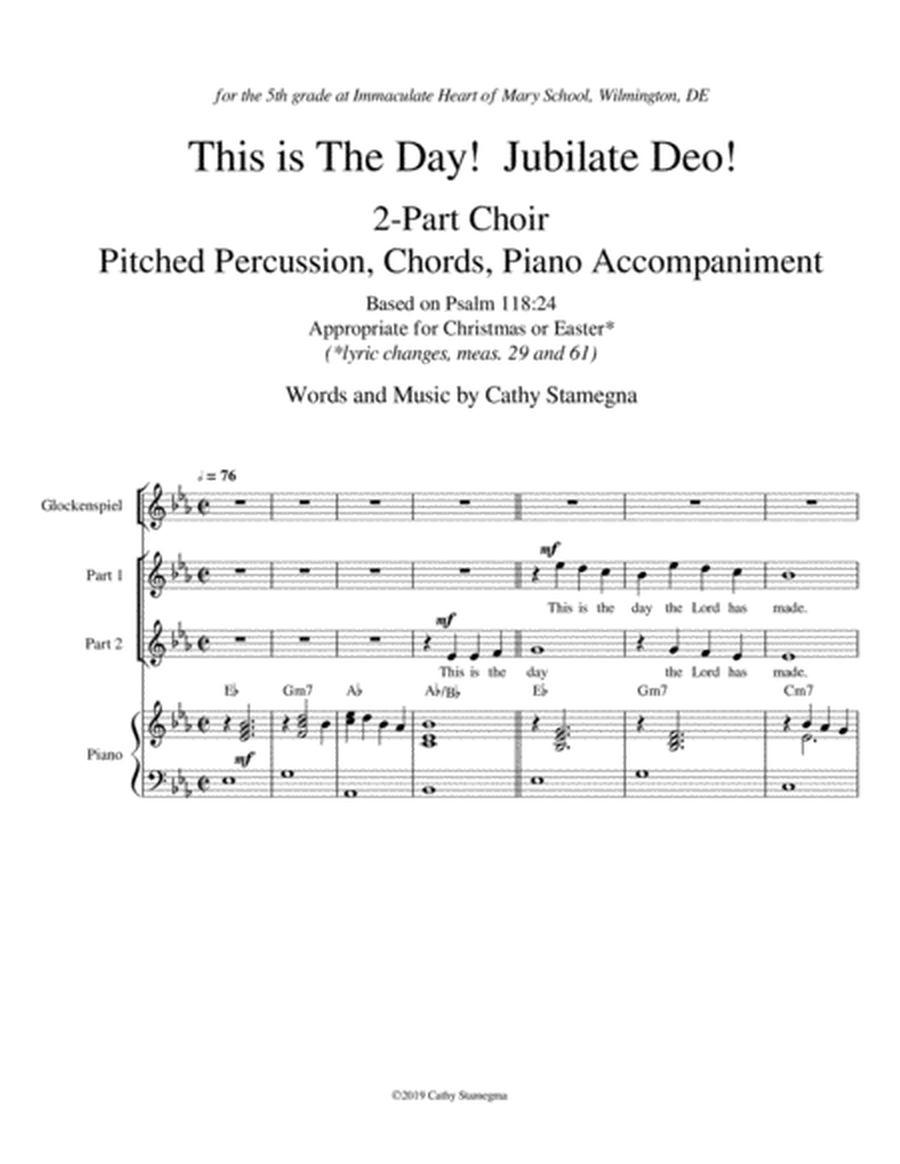 This is The Day! with Jubilate Deo! (2-Part Choir, Piano, Optional Glockenspiel) image number null