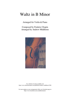 Book cover for Waltz in B Minor Op. 67 arranged for Violin and Piano