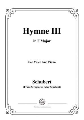 Book cover for Schubert-Hymne(Hymn III),D.661,in F Major,for Voice&Piano