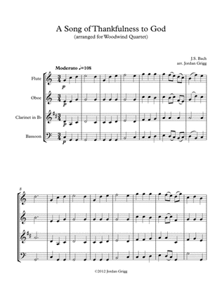 Book cover for A Song of Thankfulness to God (arranged for Wind Quartet)