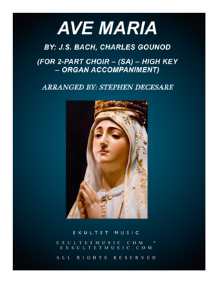 Book cover for Ave Maria (for 2-part choir (SA) - High Key - Organ Accompaniment)