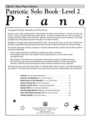 Book cover for Alfred's Basic Piano Library: Patriotic Solo Book 2