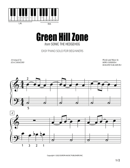 Green Hill Zone (Sonic) – Masato Nakamura Sheet music for Piano (Solo) Easy