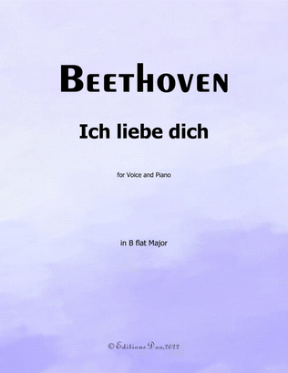 Book cover for Ich liebe dich, by Beethoven, in B flat Major