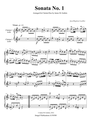 Book cover for Loeillet: Six Sonatas Op. 5 No. 2 Complete for Clarinet Duo