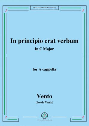 Book cover for Vento-In principio erat verbum,in C Major,for A cappella