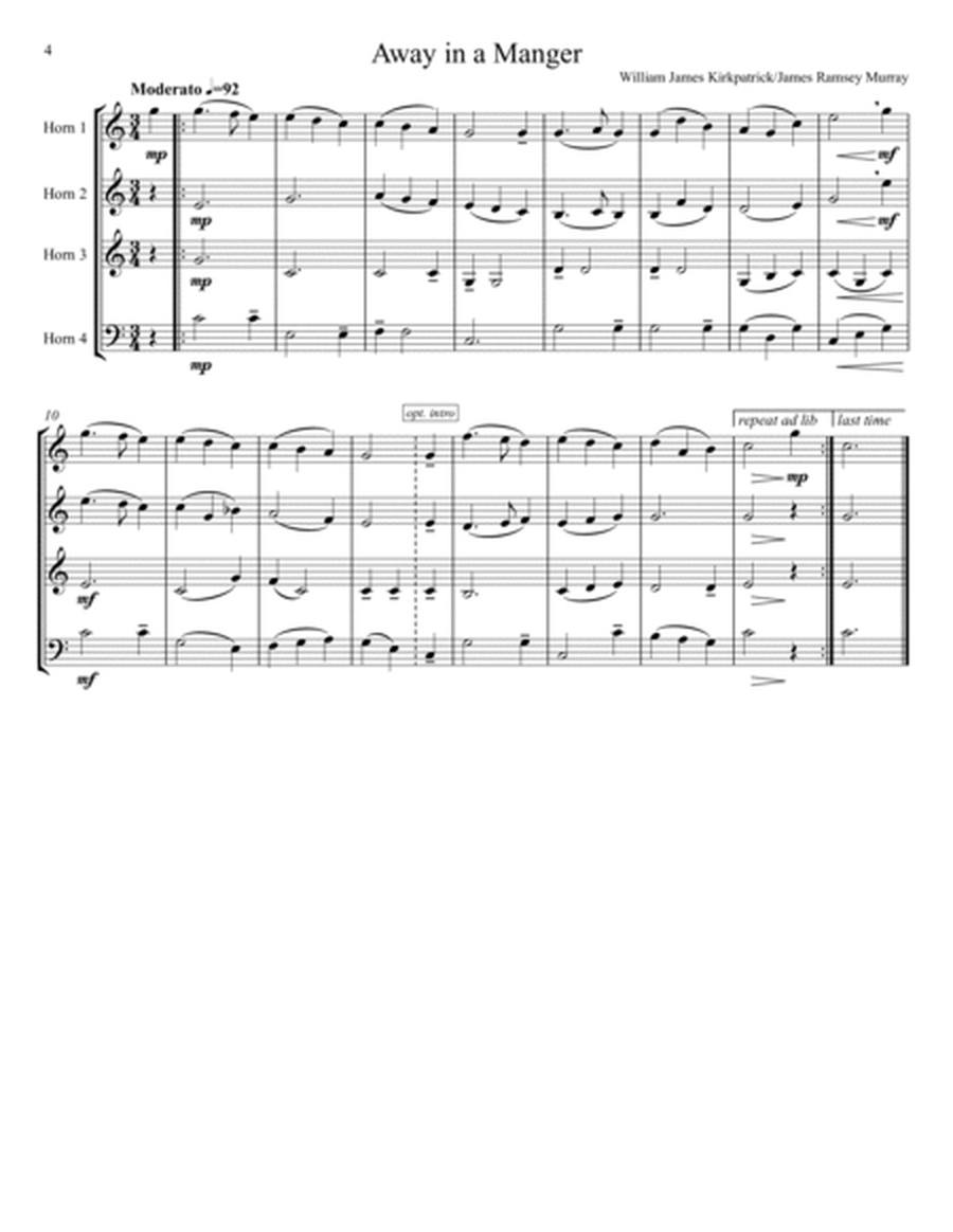 Twenty Christmas Carols for French Horn Quartet by Various French Horn Quartet - Digital Sheet Music