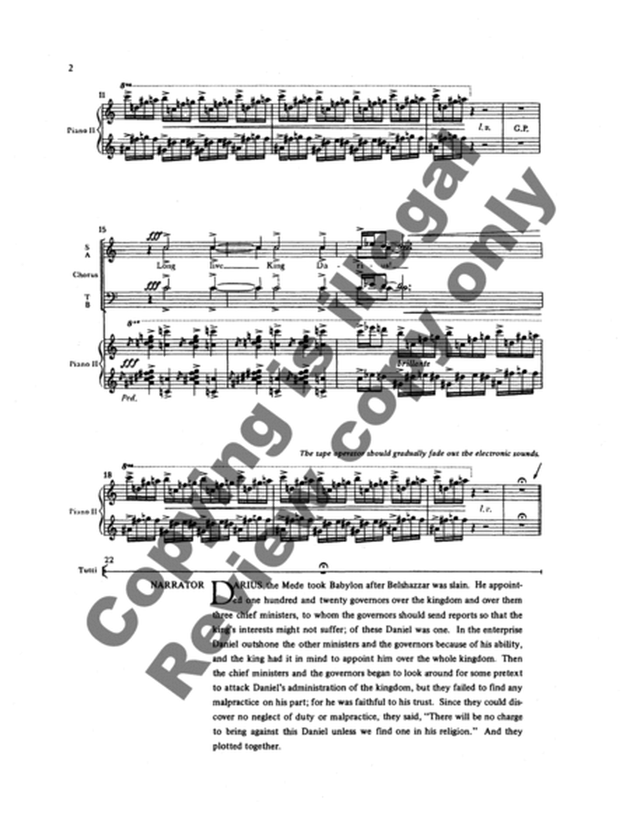 Daniel in the Lion's Den (Choral Score)