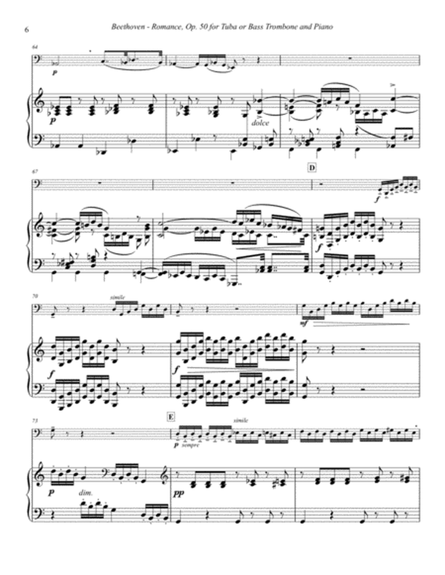 Romance No. 2 in C Opus 50 for Tuba or Bass Trombone & Piano