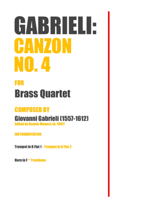 Book cover for "Canzon No. 4" for Brass Quartet - Giovanni Gabrieli
