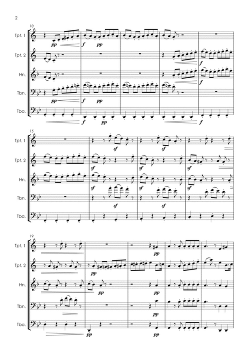 Six Christmas Pieces (Sechs Kinderstücke für das Pianoforte) Op.72: Number 5 of 6 - brass quintet image number null