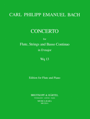 Book cover for Flute concerto in D major Wq 13