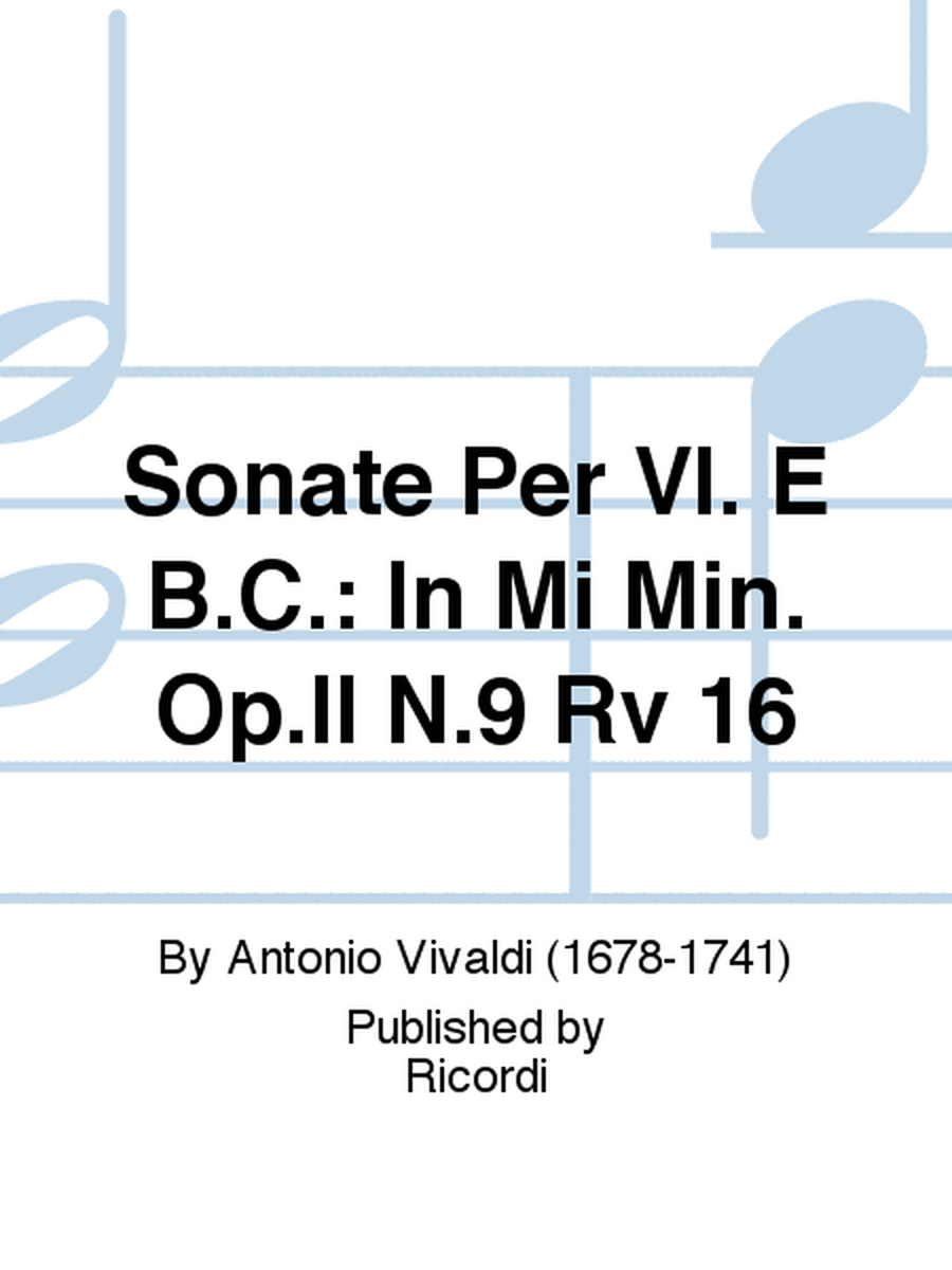 Sonata per violino e BC in Mi Min. Rv 16