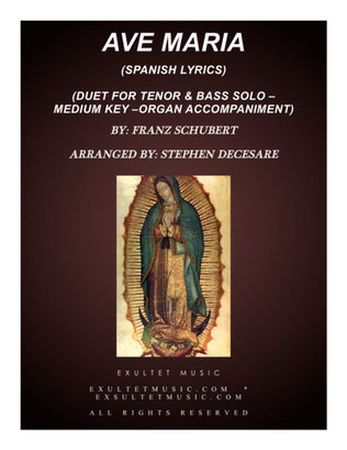 Ave Maria (Spanish Lyrics - Duet for Tenor & Bass Solo - Medium Key - Organ)