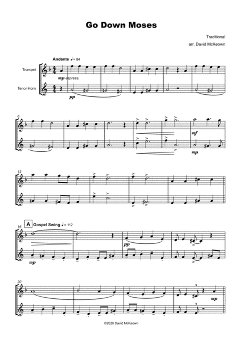 Go Down Moses, Gospel Song for Trumpet and Tenor Horn Duet