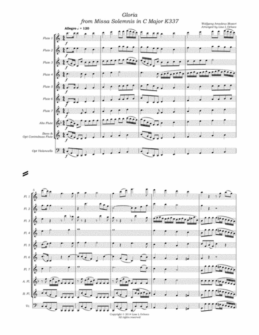 Gloria from Missa Solemnis in C Major K337 for Flute Choir image number null