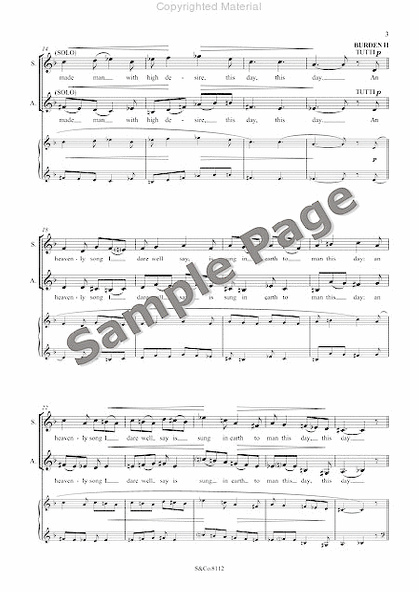 Carol: An Heavenly Song - Satb Chorus And Organ - Vocal Score