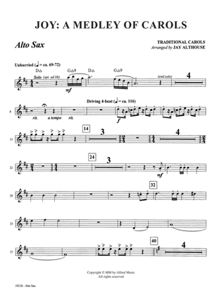 Book cover for Joy: A Medley of Carols: E-flat Alto Saxophone