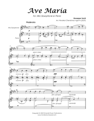 Book cover for AVE MARIA VERDI for Alto Saxophone & Piano