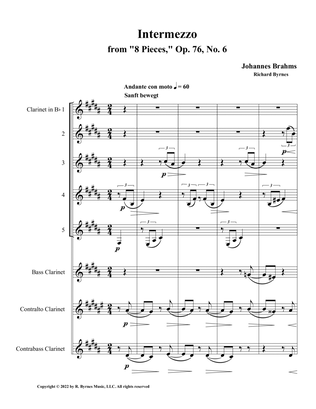 Intermezzo, Op. 76, No. 6 (Clarinet Octet)